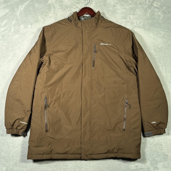 Eddie Bauer Other - Eddie Bauer‎ Jacket Mens XL Brown EB700 Down Parka Zip Pockets Ripstop *NO HOOD